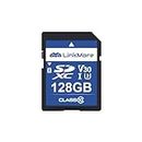 LinkMore SD Card, 128 GB, Memory Card, Supports 4K Videos, Full HD Shooting, Digital Camera, SLR Camera, V30, Class 10, UHS-I, U3 (Up to 98 MB/s Read)