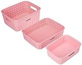 Amazon Brand - Solimo Fruit Plastic Basket Set (3 pieces, Pink)