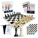 The Perfect Chess Set, Tournament Chess Set with Two 20” x 20” Foldable Silicone Boards and Quadruple Weighted Staunton Pieces, Carry Box and Bags, Classic XL Super Heavyweight Edition