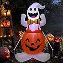 ZHIRCEKE Citrouille Gonflable d'halloween Ghost de Ghost avec Une Alimentation électrique de 1,2 m (3,2 m) à LED par Pompe intégrée