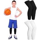 Kids Long Compression Leg Sleeves Non Slip UV Protection Thigh Calf for Boy Girl Youth Basketball Running Sport (Small)