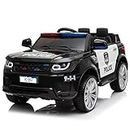 Electric Cars for Kids - Range Rover Police Kids Electric Car That Includes Bluetooth Remote Control, USB/SD Card Input, 12V Battery, & More - Feature-Packed 4x4 Ride On Car by Brook Hi Vis (Black)