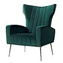 Artiss Armchair Velvet Green Recliner Lounge Dining Chairs Sofa Nursing Occasional Seat Reading Seating Armchairs Home Living Room Bedroom Furniture, with Extra Wide Back Design