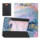 SanMuFly Case for Samsung Galaxy Tab S9 Ultra 14.6 inch 2023 Release SM-X910/X916B/X918U with S Pen Holder, Soft TPU Back Shell Tri-Fold Smart Cover with Auto Sleep/Wake, Colorful Marble 21