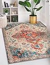 Lahome Boho Medallion Area Rug - 5x7 Soft Rugs for Living Room Washable Rugs for Bedroom Bohemian Dining Room Mat, Oriental Printed Non Slip Accent Nursery Carpet for Office Sunroom Playroom, Orange