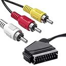 Ancable Câble Péritel vers 3RCA Mâles de1,5m, Commutable AV Câble Adaptateur Convertisseur Audio vidéo pour TV, DVD Magnétoscope