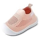 Kfnire Baby Shoes Infant Toddler First Walking Shoes Sneaker Baby Girl Sock Shoes Breathable Mesh Lightweight Infant Newborn Prewalker Crib Shoes Anti-Slip with Anti-Skid Rubber Sole Pink