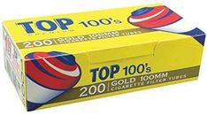 Top Premium Gold Flavor Cigarette Filter Tubes Tobacco 100s - 200 Count Per Box