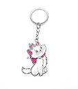 Arkanum Cute White Pink Cat Kitten Smiling Metal Keychain
