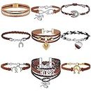 9 Pcs Horse Bracelet Western Bracelet Horse Party Favors Horse Stuff Infinity Bracelet Horse Charm Handmade Leather Horse Bracelet Horse Jewelry Gifts for Girls Women Country Party Equestrian Lovers