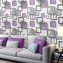 AMGO APPLIANCES Cube Modern Wallpaper for Walls 3D Wallpaper 3D Wall Stickers Self Adhesive Wallpaper for Bedroom Hall Wallpaper for Walls(45x500 CM) (Purple)