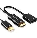 HDMI to DisplayPort Adapter with USB Power, CableCreation 4K X 2K@60Hz HDMI Male to DP Female Adapter Compatible with Xbox One/PS4/PS5,