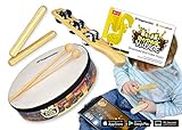 Voggenreiter Percussion Set for Children from 6 Years Including Rhythmic Village Learning Software App for Smartphone, Tablet & Computer (Hand Drum + 2 Beaters, 2 Chimes, Bell Stick)