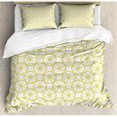 East Urban Home Wheels Duvet Cover Set, Bicycle Abstract Circles, Calking, Yellow & White in White/Yellow | Wayfair