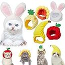 Weewooday 5 Pieces Cat Hat Cat Costume Bunny Hat with Ears Funny Banana Pineapple Cat Hat for Cats and Small Dogs Kitten Puppy Party Costume Accessory Headwear(Cute Style)