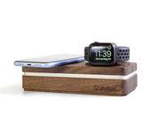 WhyWood Dockit - Genuine Walnut Wooden Wireless Docking Qi Phones & Apple Watch