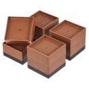 4Pcs Bed Risers 3" Furniture Risers Adjustable Couch Riser for Desk Chair Brown