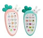 HALO NATION® Pack of 2, Musical Multifunction Toy Smart Mobile Phone Telephone Educational Learning Toys with Lights and Sound Toys for Babies Kids Musical Toys, Assorted Color