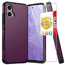 TJS Compatible for Motorola Moto G 5G (2024) Case, with Tempered Glass Screen Protector, Dual Layer Hybrid Magnetic Support Shockproof Heavy Duty Cover Phone Case (Purple)