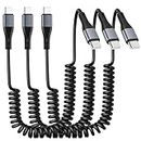 Coiled USB C to USB C Cable, 3-Pack 6FT Car Charger Cord for iPhone 15/Pro Max/Plus, Samsung Galaxy S24/S23/S22/S21, Note 20/10, Google Pixel 8/7/6/5/4, Android, Quick Type C Fast Charging Cable