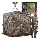 FUNHORUN Hunting Blind 270 Degree See Through Ground Blind, 2-3 Person Pop-up Hunting Tent with Chair, Portable Hunting Blind for Deer Hunting Turkey Hunting...