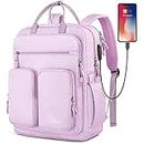 Mancro Laptop Backpack for Women, 15.6 Inch Shcool Backpack with USB Charging Port, Large Travel Backpacks for Women, College Gifts Laptop Bookbag Teacher Backpacks, Purple, Purple, 15.6 inches, Travel Backpack