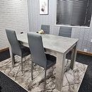 KOSY KOALA Grey Dining Table and 4 chairs stone grey effect kitchen wood set 4 (Table 117 length with 4 grey metal chairs)