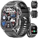 Military Smart Watches for Men, 2.02" Fitness Tracker with Bluetooth Call, Blood Oxygen, Heart Rate, Sleep Monitor, Sport Watch with 100+ Sports Modes, Smart Watch for Android iOS (Black)