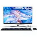 Desktop Computer Celeron N5095 2.0Ghz All-in-One PC 8GB RAM 512GB SSD 23.8" 1920 * 1080 IPS Display Computer with Dual-Band WiFi & Bluetooth,Keyboard and Mouse