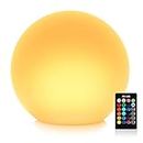 Mr.Go 14-inch LED Ball Light with Remote, Waterproof Rechargeable LED Globe Light Glowing Orb Mood Lamp, Dimmable 16 RGB Colors, Great for Home Garden Patio Pool Party Decorative Ambient Lighting