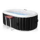 Edostory Hot Tub Inflatable Portable Oval Hot Tub Spa 2 Person Hot Tub with 90 Bubble Jets, Cover, Filter Cartridges, Pump, Black
