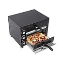 Electric Pizza Oven Countertop Double Oven 2200W Commercial 2-Tier Indoor Pizza Maker Bakes 15" Pizzas Stainless Steel Pizza and Snack Oven Perfect for Restaurant Home