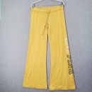 PINK Women Activewear Pants Small Yellow Sweat Logo Victoria's Secret Flare READ