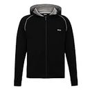 BOSS Men's Mix&Match Jacket H Stretch Cotton Zip Hooded Sweatshirt with Contrast Logo, Black 1, Small