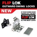 FlipLok, Flip Lok, 5 minutes to install, Outward Swing Door Lock