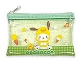 Friend Sanrio Pochacco Accessories Cosmetic Flat vinyl Mini pouch Zipper Case Bag 4.7 in (W) × 3.0 in (H), Green, Cosmetic Bags