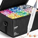 Ohuhu Alcohol Based Brush Markers: Double Tipped Art Marker Set for Artists Adults Coloring Drawing Sketch Illustration - Brush Fine Dual Tip - 216 Colors - 1 Blender - 1 Marker Case - Honolulu