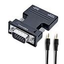 DTech HDMI to VGA Adapter with 3.5mm Audio Port Out for Old Computer Monitor PC TV (Female HDMI Input, Male VGA Output))