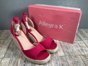 Allegra K scarpe da donna tacco a zeppa plateau - rosa caldo - taglia UK 6,5