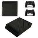  CARBON FIBRE Style BLACK Textured Skin Sticker Decal Kit for Sony PS4 PRO