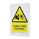 Edion EV Cable Trip Hazard Warning Sign – Attaches to EV Charging Cable - Prevent Pavement Trip Hazard – Safety Sign for EV Charger