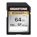 Gigastone SD Card 64GB V30 SDXC Memory Card High Speed 4K Ultra HD UHD Video Compatible with Canon Nikon Sony Pentax Kodak Olympus Panasonic Digital Camera