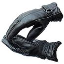 Alexvyan 1 Pair Black Leather Snow Proof Warm Winter Protective Riding Gloves for Cycling Byke Bike Motorcycle for Men, Boys, Male Gents (Universal Size)- Cat-4