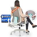 SCHEKKA Ergonomischer Bürostuhl [verstellbare Lordosenstütze] 3D-Armlehnen | Atmungsaktives Mesh | Ergonomic Desk Chair, Drehsessel | Büro, Homeoffice| 150kg (Hellgrau/Mint)