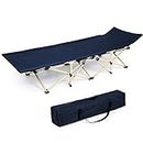 Jolfay Folding Camping Cot Outdoor Camping Bed Portable with Carry Bag Camp Cot for Adults for Hiking Backpack Car Camping Outdoor, Navy Blue