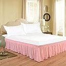 YRM Bedding's Light Pink Bed Skirt Wrap Around 600 Microfiber with Easy Fit with 15'' Inch Tailored Drop - Shrinkage and Fade Resistant with Microfiber 15'' Bed Skirt King Size [78'' x 80'']