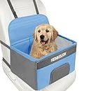 Henkelion Pet Dog Booster Seat, Deluxe Pet Booster Car Seat for Small Dogs Medium Dogs, Reinforce Metal Frame Construction, Portable Waterproof Collapsible Dog Car Carrier with Seat Belt - Blue