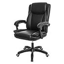 Dhouse Office Chair for Home Ergonomic Desk Chair with Double Padded Backrest and Seat Adjustable Computer Chair with Arms Executive PC Gaming Chair, Max Capacity 300lbs Black PU Leather
