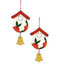 Gudki Farm Huts Handmade & Hand-Painted Garden Decorative Outdoor Wall Hanging in Terracotta Decor (Set of 2) - Terracotta Decorative for Home Decorative Items in Living Room Wall Decoration