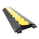 RCP5YB 0.9m/3ft Outdoor Pavement Street Cable Cover 2x 32x32mm Wire Channels 20-ton Heavy Duty Hi-Vis Yellow/Black Protector